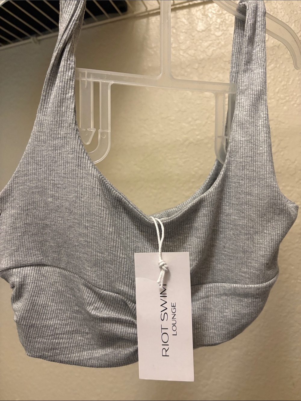 Riot Swim Ribbed Light Gray Crop Bralette